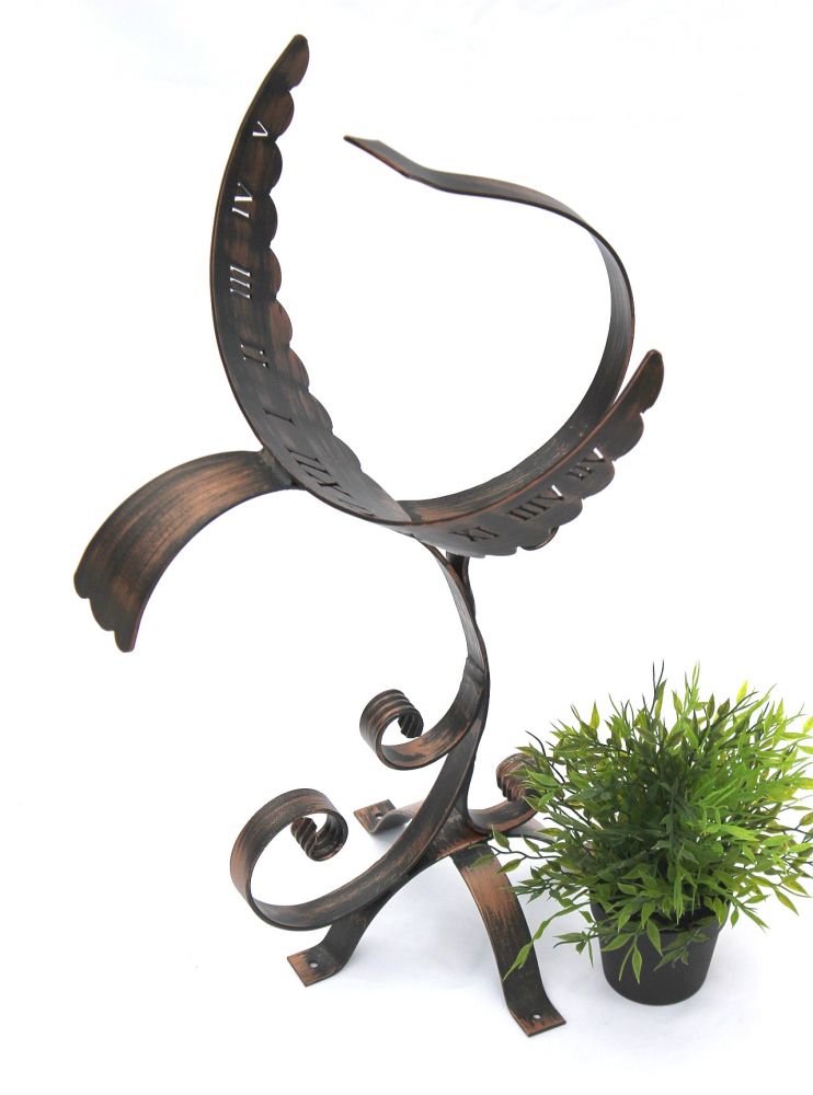 Wrought iron sundial Phoenix Weatherproof 65 cm garden clock metal Phoenix clock