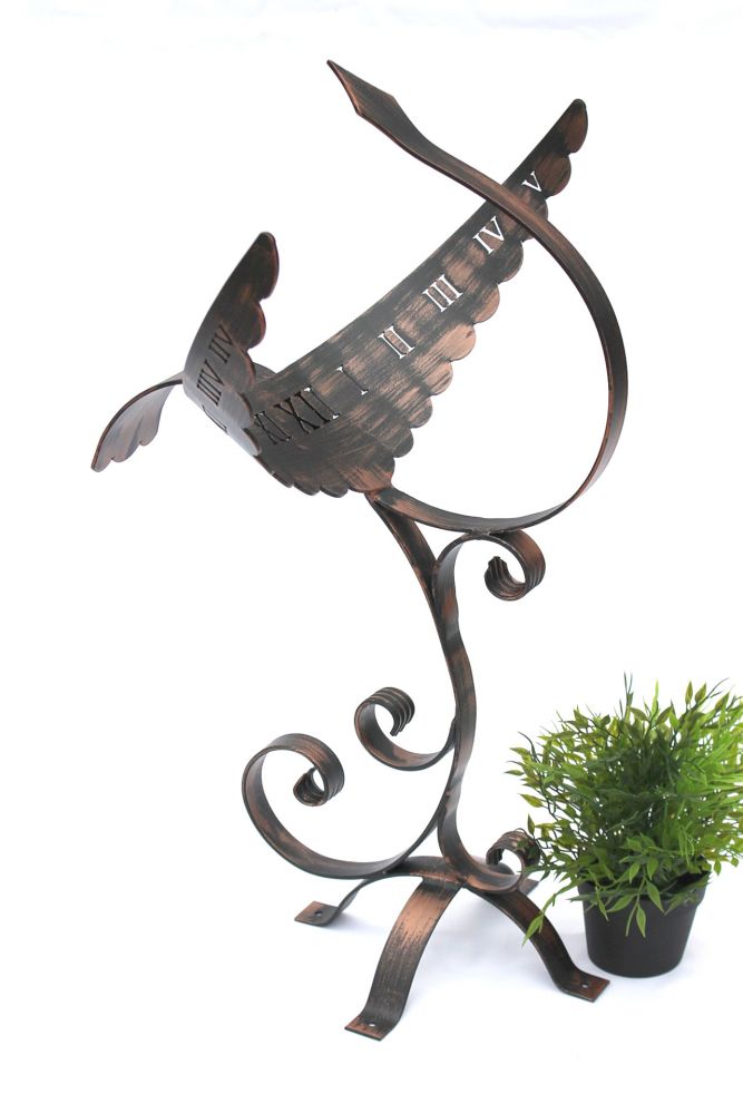 Wrought iron sundial Phoenix Weatherproof 65 cm garden clock metal Phoenix clock