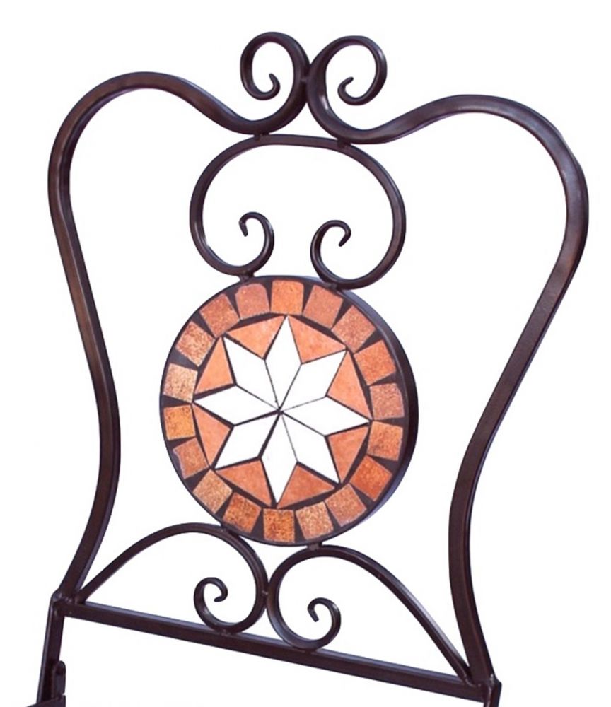 DanDiBo Gartenstuhl Metall Mosaik Merano Stuhl 12002 H-95 cm Metallstuhl Mediterran Wetterfest Bistrostuhl Gartenmöbel Klappstuhl mit Naturstein
