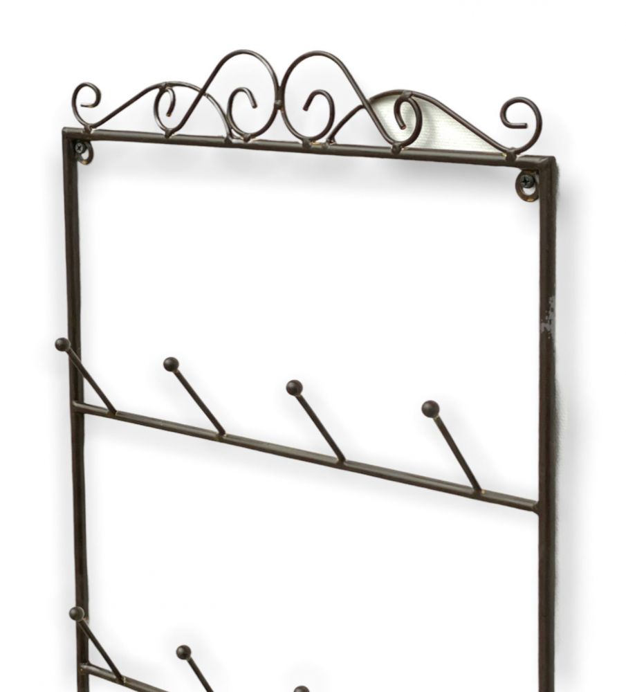 DanDiBo Tassenhalter Wand Metall Hakenleiste mit 16 Haken Braun 75 cm Tassenhaken Küche Vintage Antik Becherhalter Tassenständer Tassenregal Wandmontage