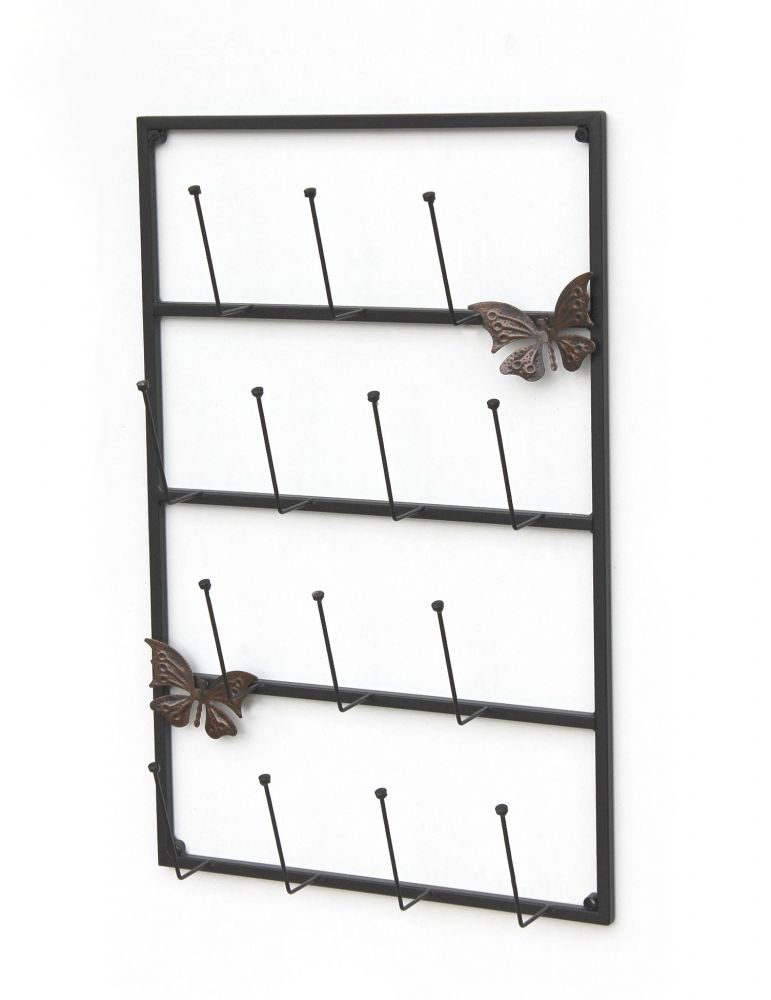 Tassenhalter Wand Schwarz Metall 60 cm 93850 Tassenhaken Küche Vintage Antik Becherhalter Tassenständer Tassenregal Wandmontage