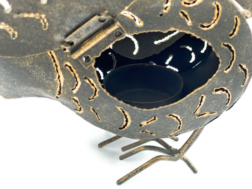 DanDiBo Teelichthalter Metall Figur Klein Windlicht Huhn für 1 Teelicht Vogel 19 cm Kerzenständer 93403 Vintage Witzig