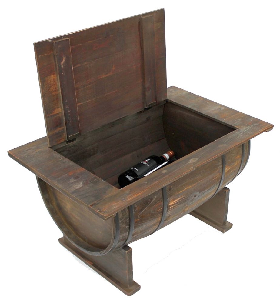 DanDiBo Couchtisch Wohnzimmer Vintage halbiertes Weinfass 5084-H 80cm Tisch aus Holz Beistelltisch Weinregal Fass Bar