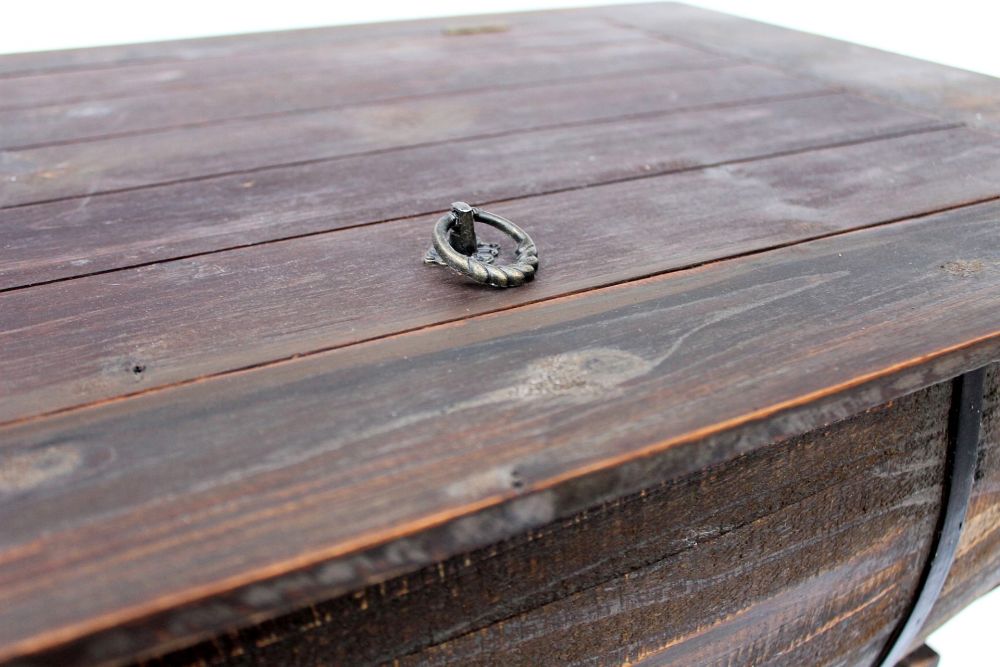 DanDiBo Couchtisch Wohnzimmer Vintage halbiertes Weinfass 5084-H 80cm Tisch aus Holz Beistelltisch Weinregal Fass Bar