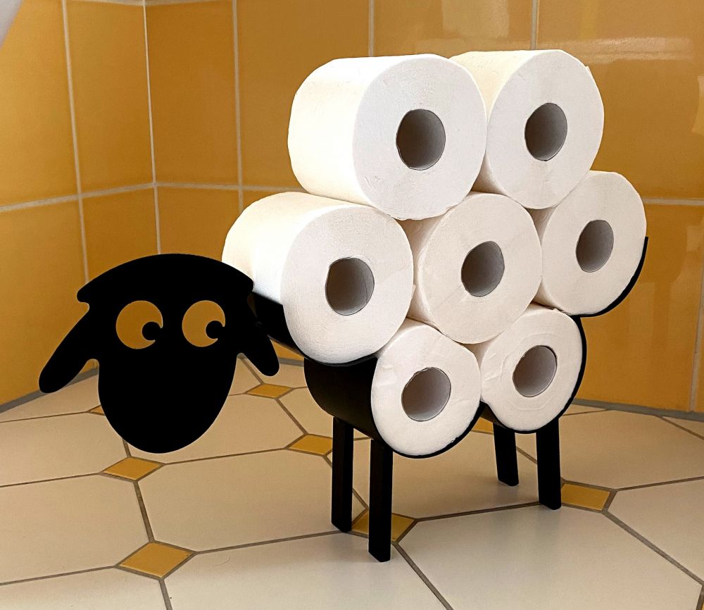 DanDiBo Toilet roll holder Black Metal Sheep 3.0 Toilet roll holder Toilet roll holder Free-standing Toilet paper holder Toilet roll holder