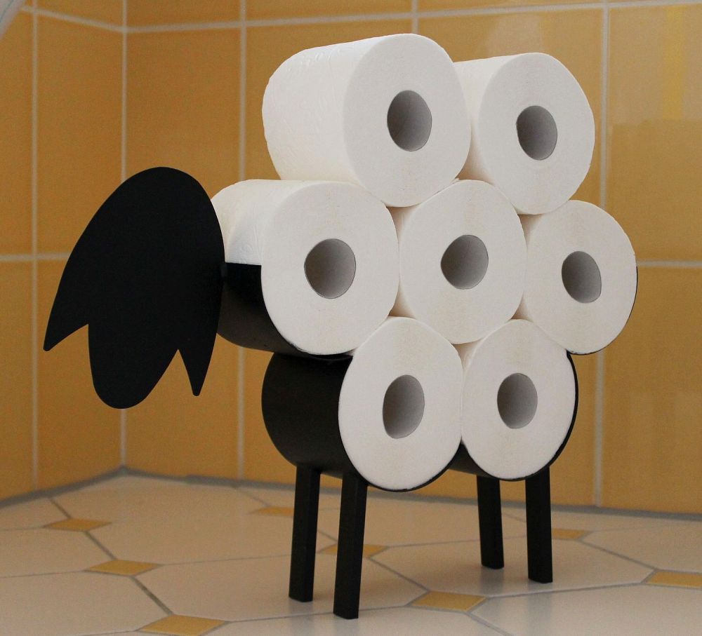 DanDiBo Toilet roll holder Black Metal Sheep Toilet roll holder Toilet roll holder Free-standing Toilet paper holder Toilet roll holder