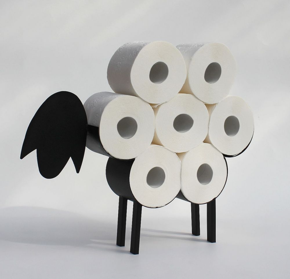 DanDiBo Toilet roll holder Black Metal Sheep Toilet roll holder Toilet roll holder Free-standing Toilet paper holder Toilet roll holder