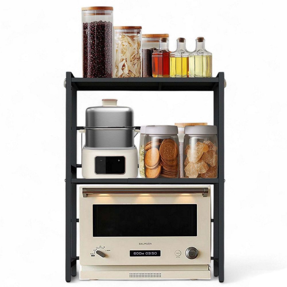 DanDiBo Verstellbares Küchenregal für Arbeitsplatte Schwarz Stehend 3 Stufig 40-64 cm Regal Küche 96614 Standregal