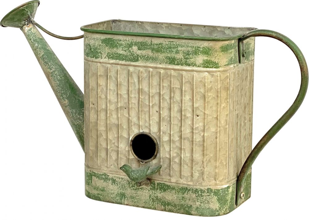 DanDiBo bird house with hanging flower pot metal decorative watering can weatherproof 481999 nesting box 40 cm feeding station for birds shabby metal can balcony