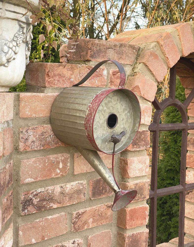 DanDiBo bird house to hang up metal decorative watering can weatherproof 501138 nesting box 40 cm feeding station for birds shabby metal can balcony