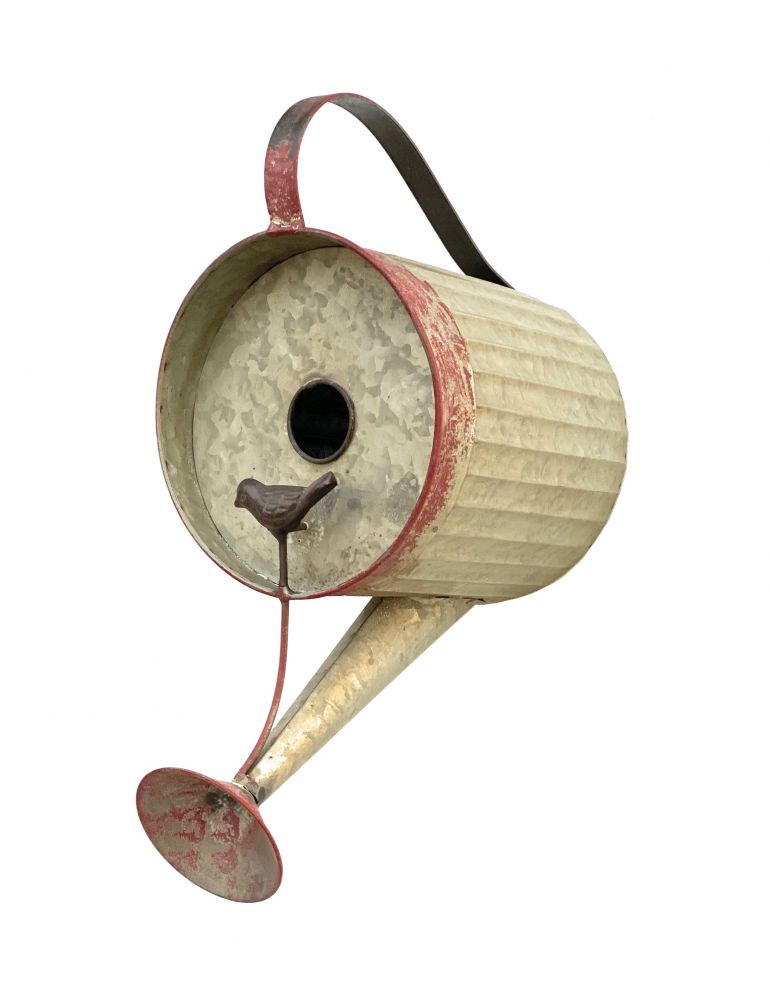 DanDiBo bird house to hang up metal decorative watering can weatherproof 501138 nesting box 40 cm feeding station for birds shabby metal can balcony