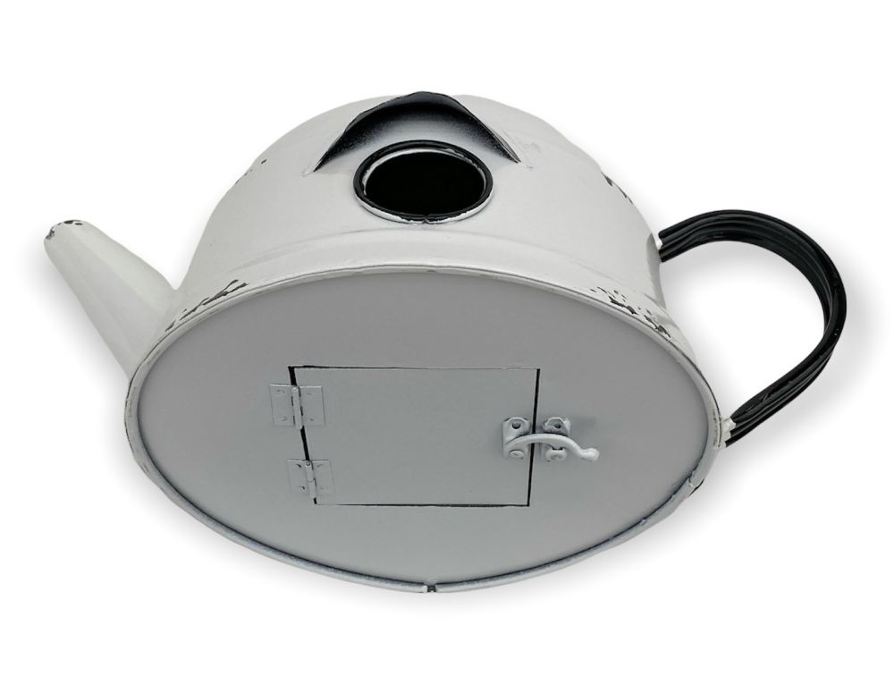 DanDiBo Vogelhaus zum Aufhängen Metall Deko Teekessel wetterfest 521862 Nistkasten Teekanne Futterstation für Vögel Shabby mit Kette Metallkanne Kanne Balkon