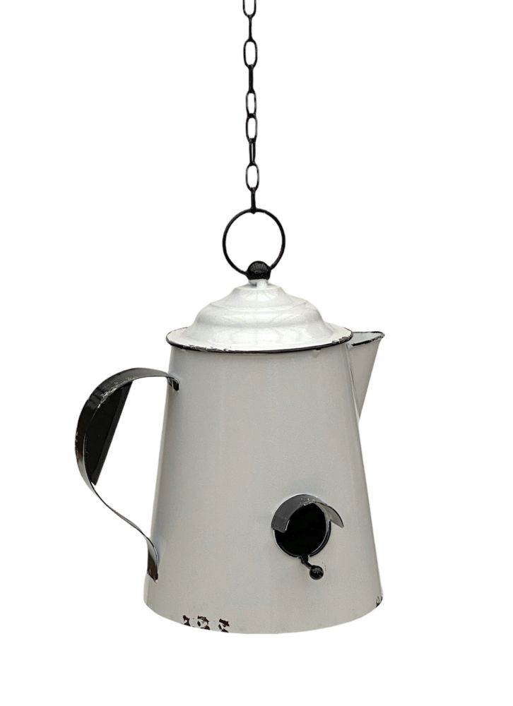 DanDiBo Vogelhaus zum Aufhängen Metall Deko Kaffeekanne wetterfest 521864 Nistkasten Teekanne Futterstation für Vögel Shabby mit Kette Metallkanne Kanne Balkon