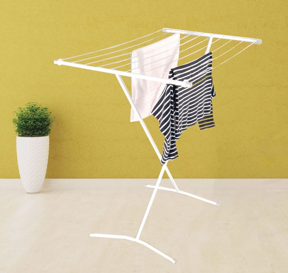 DanDiBo Wäscheständer Badewanne Standtrockner Weiß 93874 Faltbar Schmal Metall ohne Flügel ohne Rollen Platzsparend Zusammenklappbar