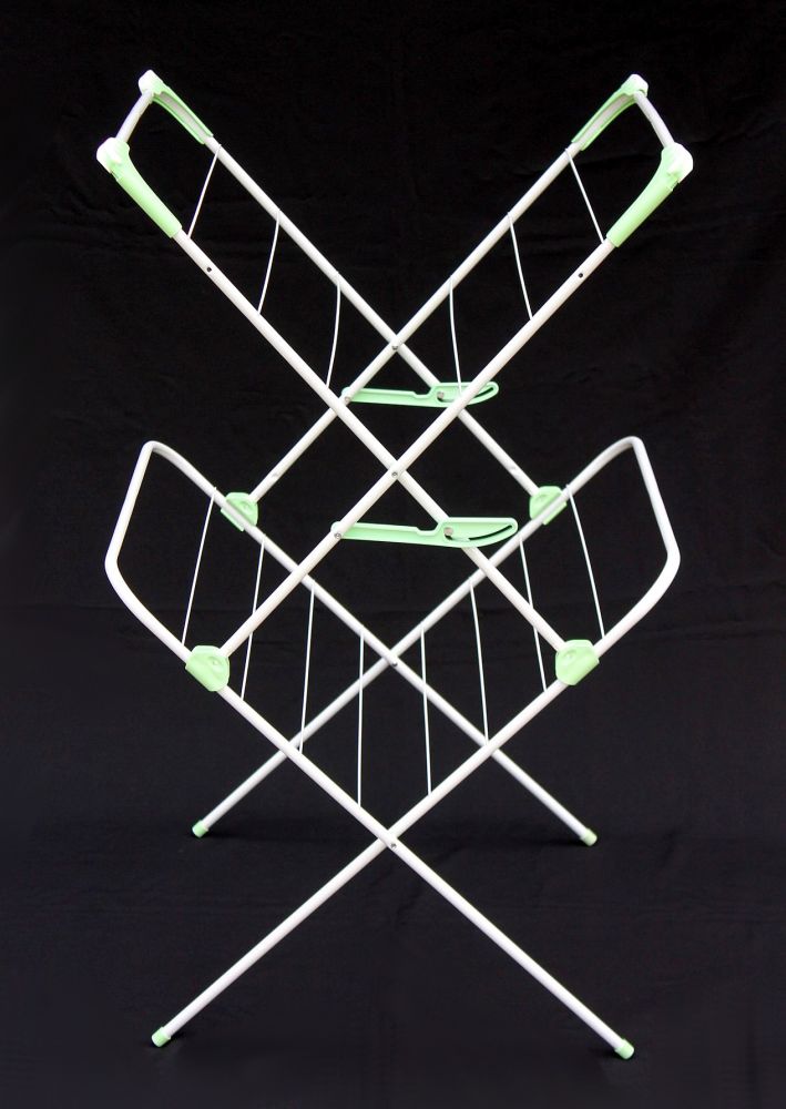 DanDiBo Clothes horse tower foldable 2 levels Stand dryer 93919 Clothes dryer Clothes tower Foldable Narrow Metal without castors Space-saving Foldable