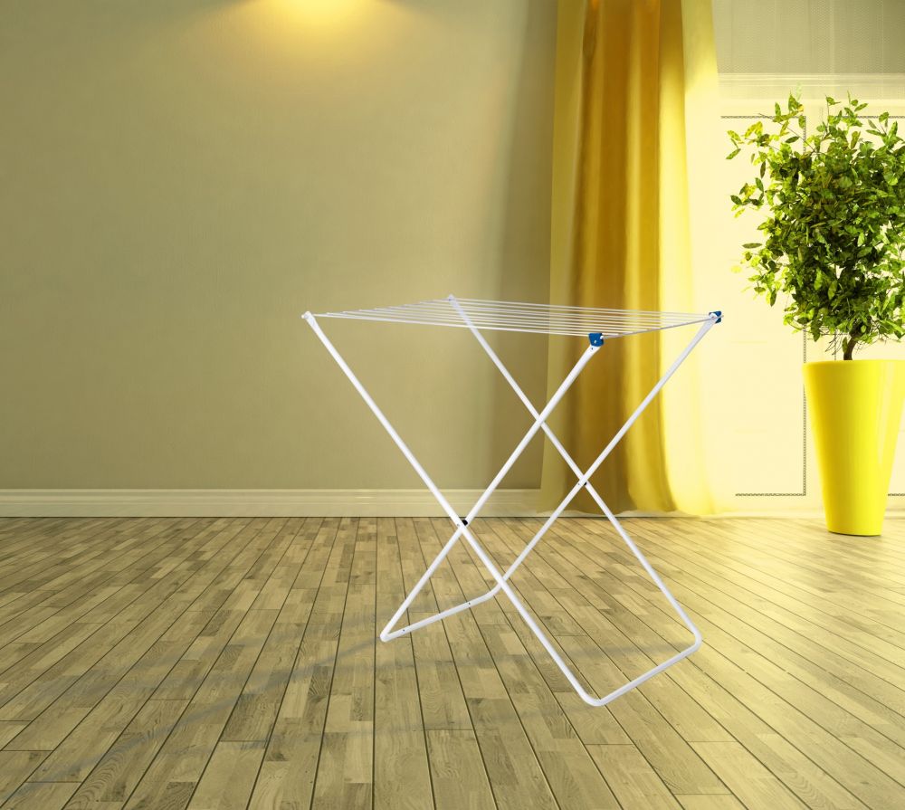 DanDiBo Laundry rack Tumble dryer Free-standing dryer White 93918 Foldable Narrow Metal without wings without castors Space-saving Foldable