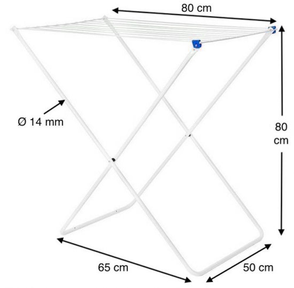 DanDiBo Laundry rack Tumble dryer Free-standing dryer White 93918 Foldable Narrow Metal without wings without castors Space-saving Foldable