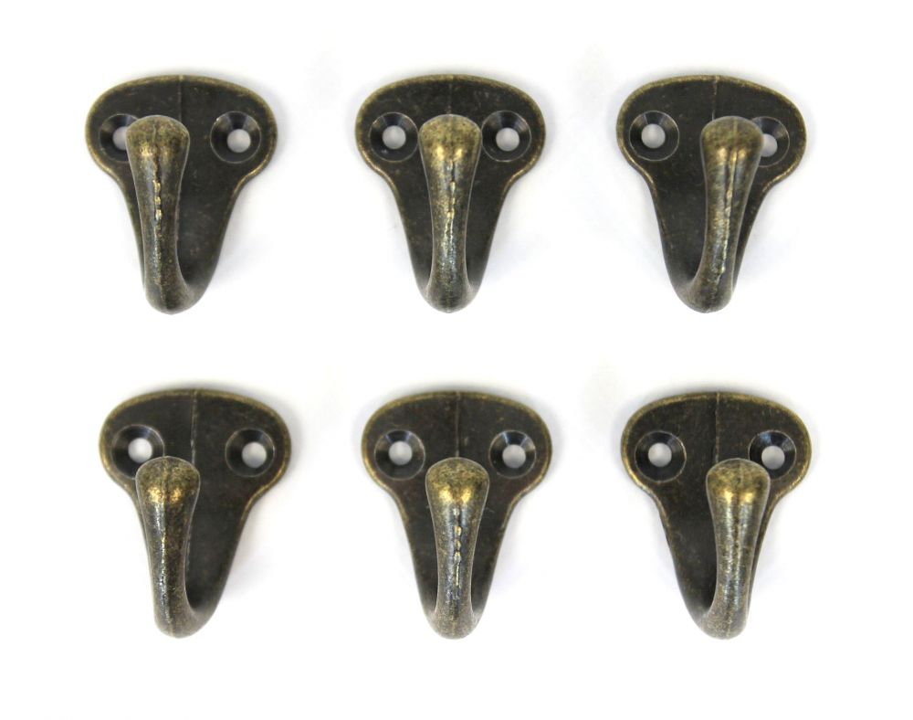 6x Wandhaken Kleiderhaken Vintage 40 mm Antik Messing Haken Garderobenhaken Braun