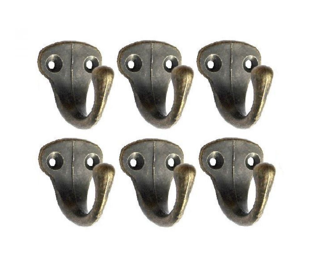 6x Wandhaken Kleiderhaken Vintage 40 mm Antik Messing Haken Garderobenhaken Braun