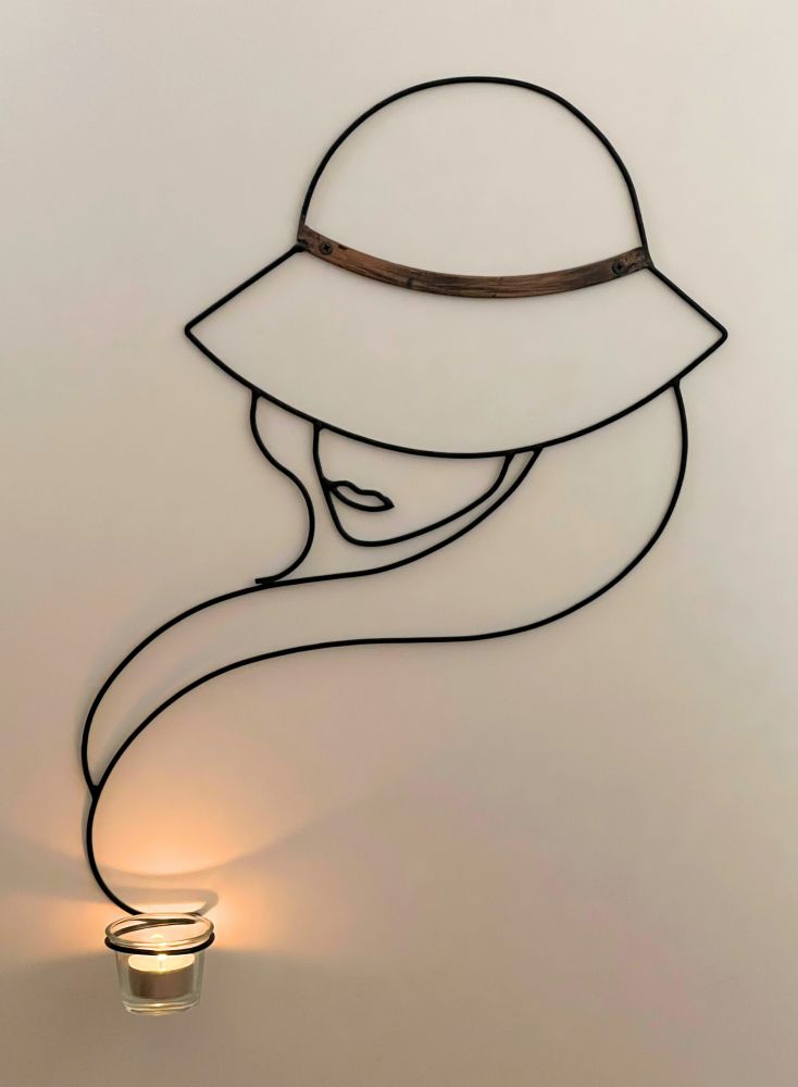 DanDiBo wall tealight holder metal black 50 cm Lady wall candle holder 96325 tealight holder wall tealight sconce