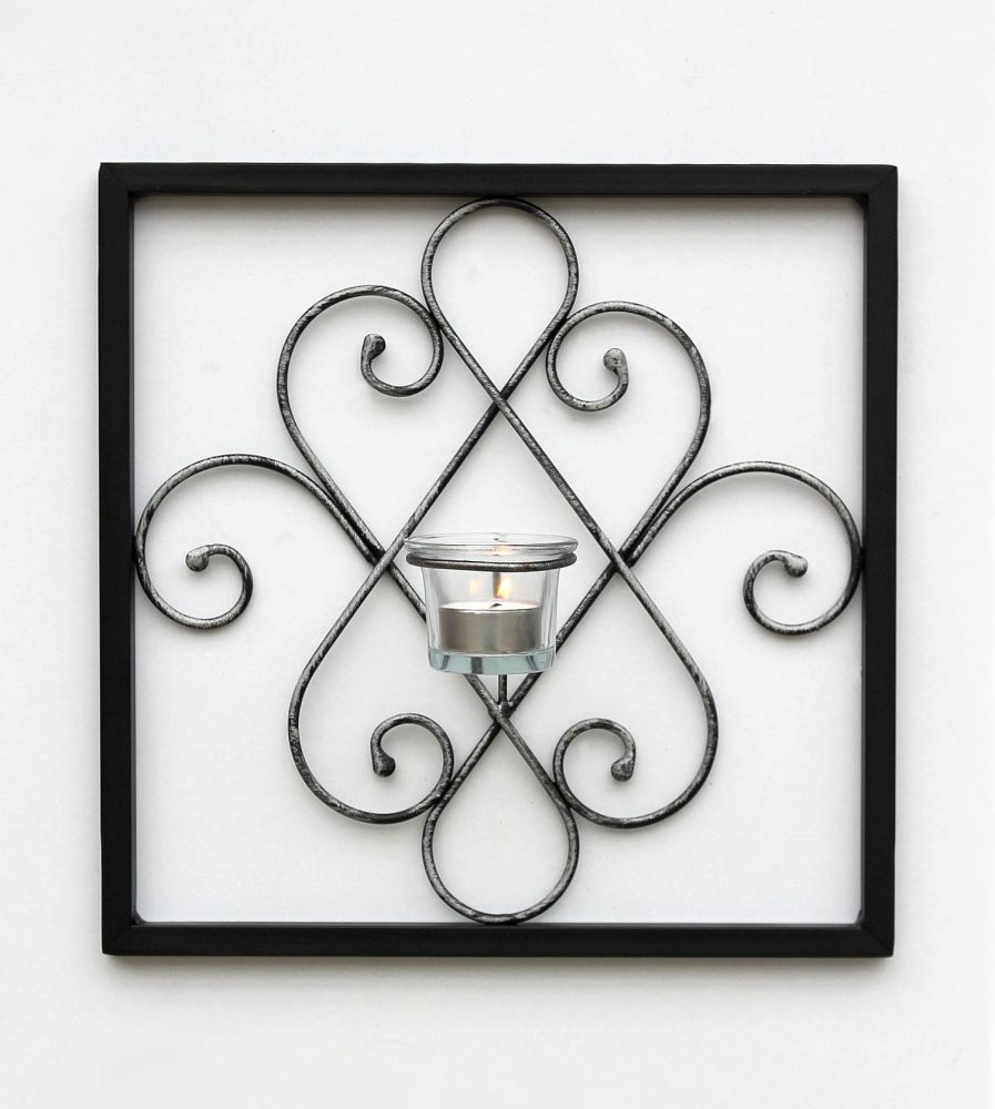 DanDiBo wall tealight holder Arabika metal wall black 31 cm tealight holder candle holder wall candle holder wall sconce