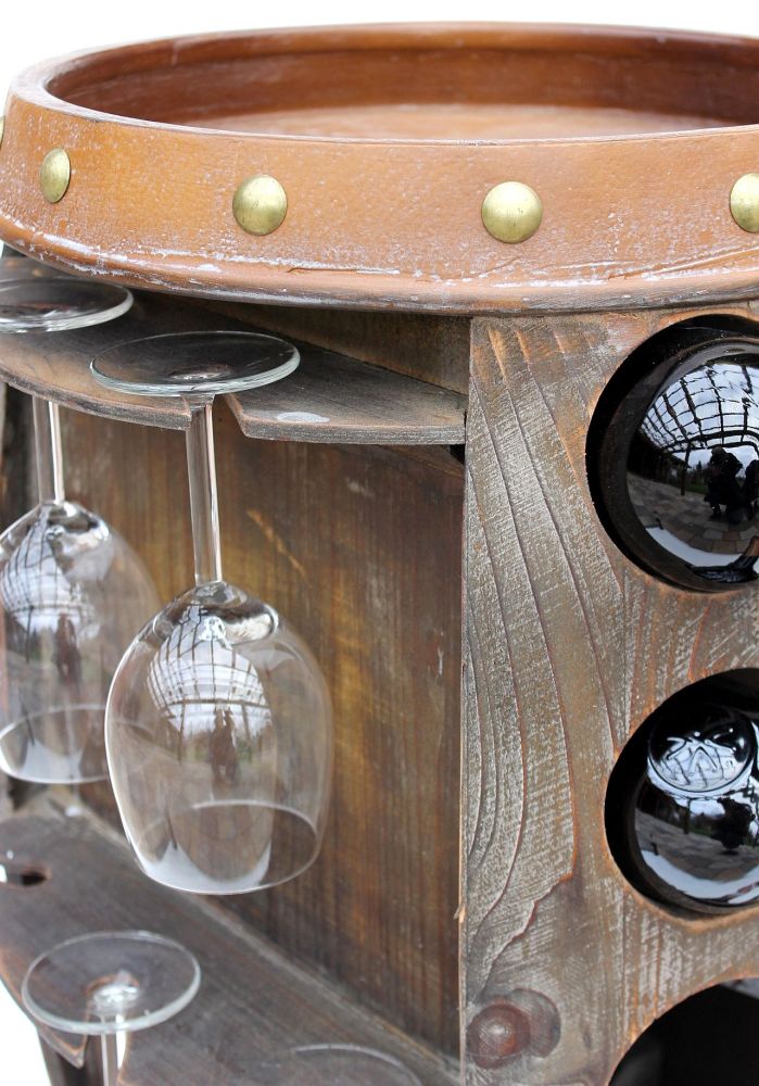 DanDiBo Weinregal Holz Braun 360° Drehbar Weinfass 71 cm 9205-R Bar Flaschenregal Flaschenständer Fass Holzfass Weinschrank