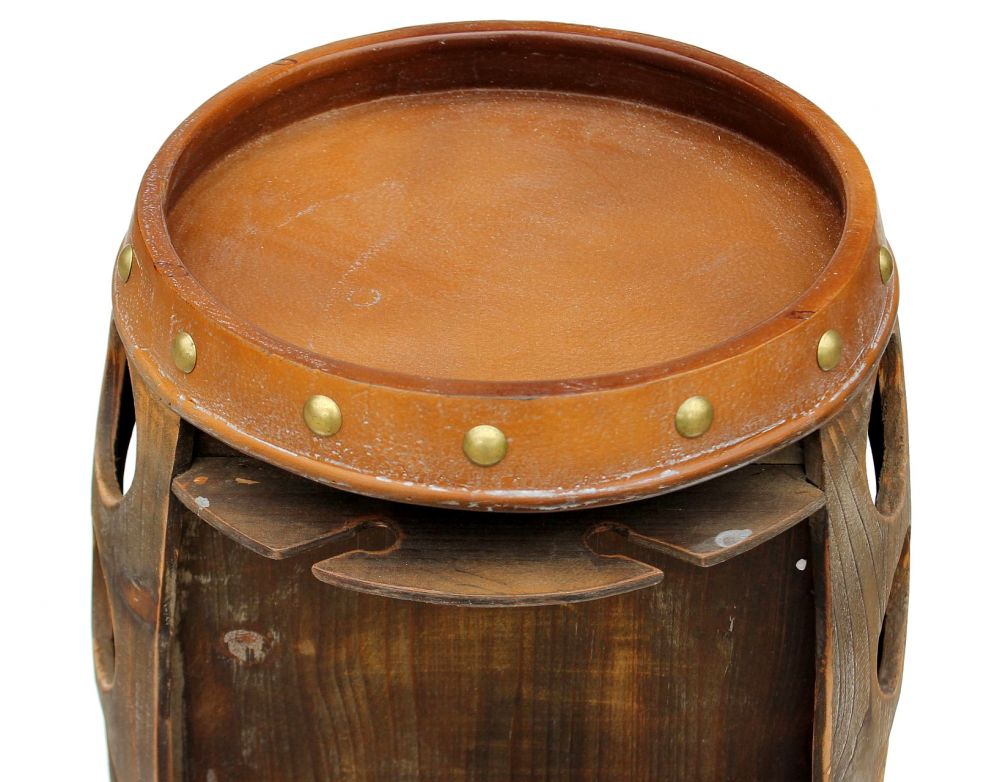 DanDiBo Weinregal Holz Braun 360° Drehbar Weinfass 71 cm 9205-R Bar Flaschenregal Flaschenständer Fass Holzfass Weinschrank