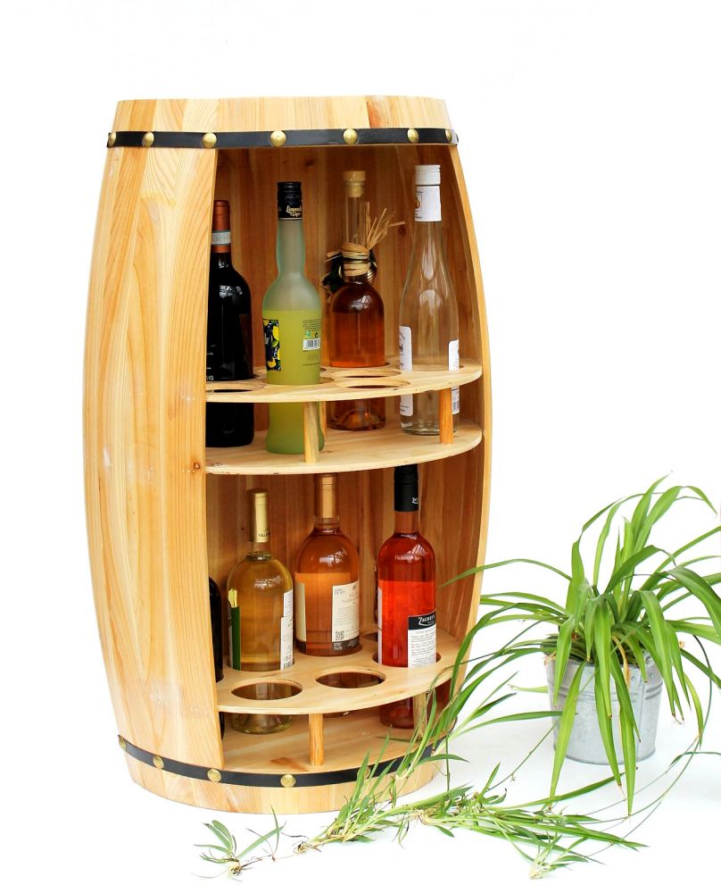 DanDiBo wine rack wooden wine barrel natural wood semicircular 83 cm 9001 bar bottle rack bottle rack XL barrel wooden barrel natural wine cabinet