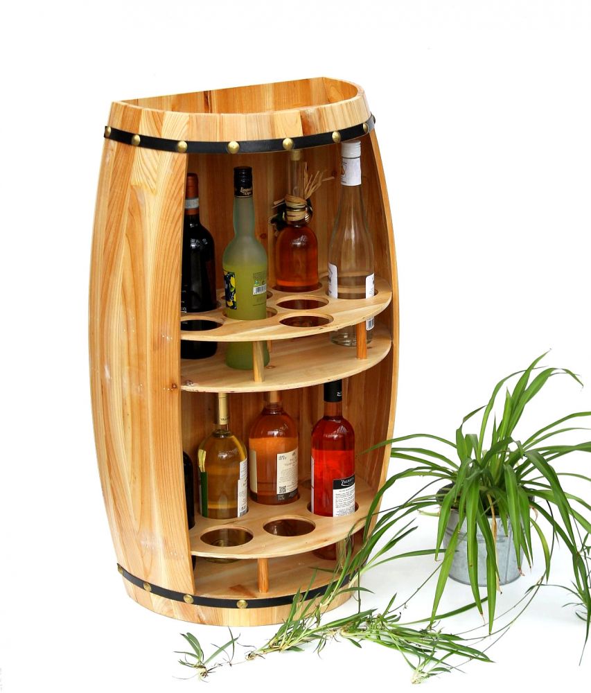 DanDiBo wine rack wooden wine barrel natural wood semicircular 83 cm 9001 bar bottle rack bottle rack XL barrel wooden barrel natural wine cabinet