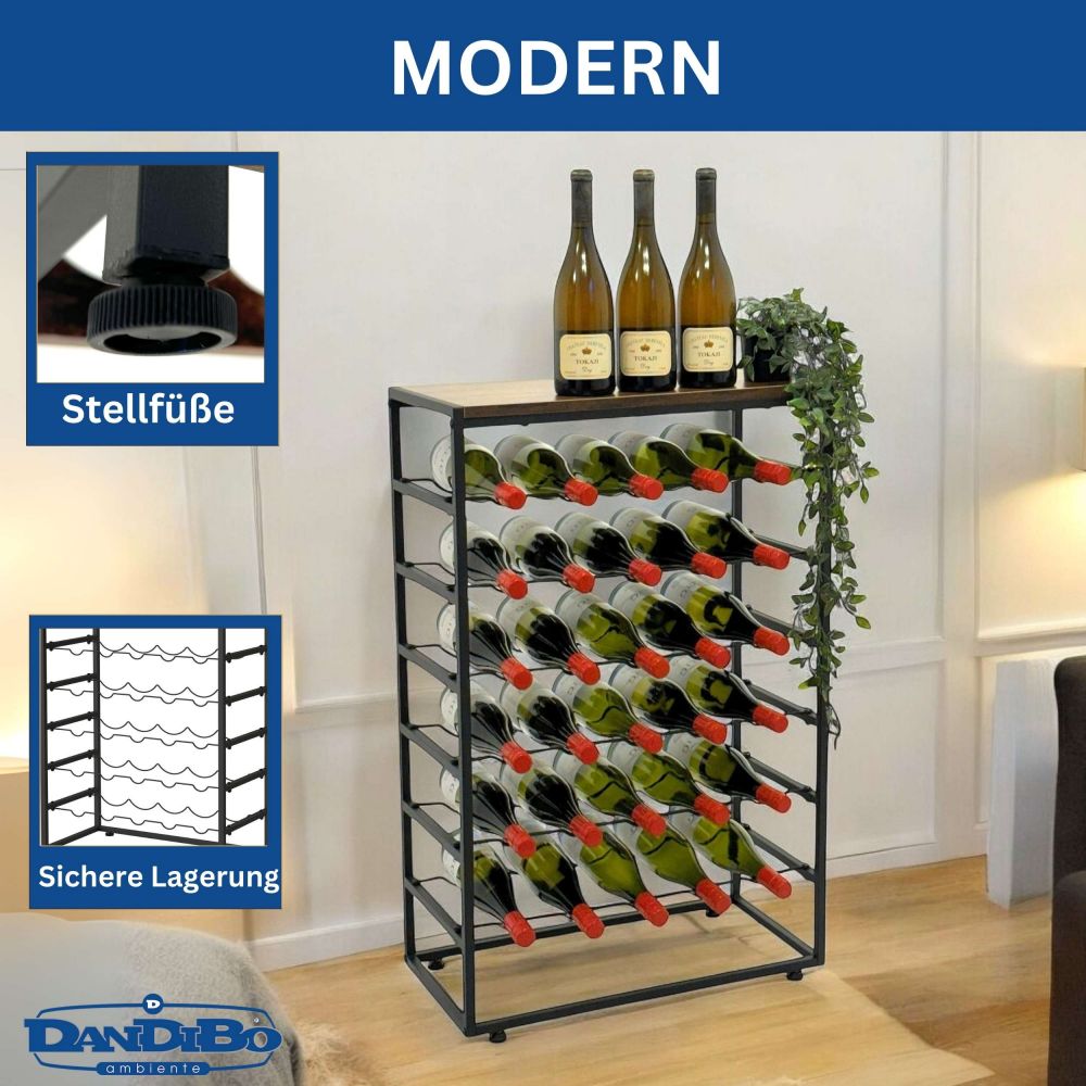 DanDiBo Weinregal Metall Schwarz Stehend 30 Flaschen 96605 Flaschenregal Weinflaschenhalter Weinhalter Flaschenhalter