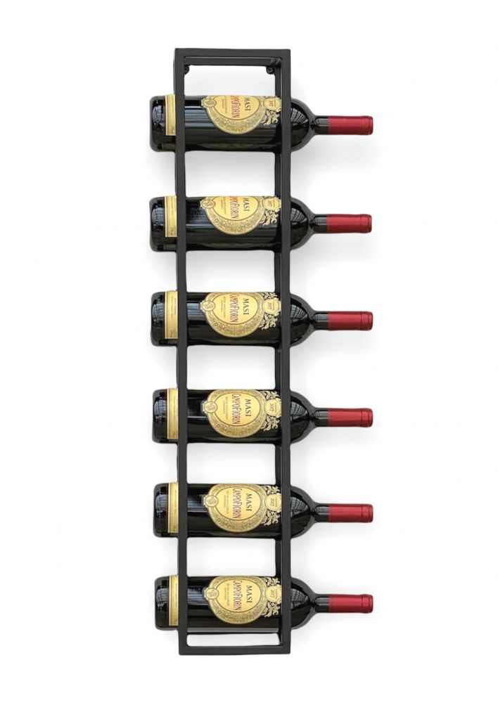 DanDiBo Weinregal Metall Wand 80 cm Schwarz Flaschenregal 96238 Flaschenhalter Wandmontage Modern Wandhalter Wandregal für 6 Flaschen