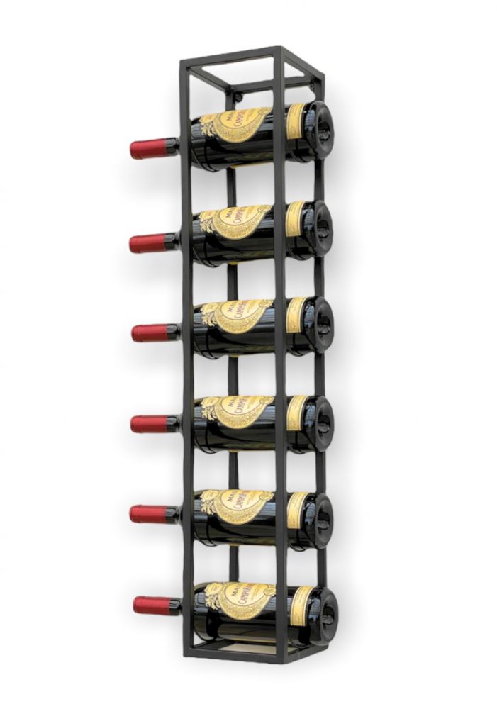 DanDiBo Weinregal Metall Wand 80 cm Schwarz Flaschenregal 96238 Flaschenhalter Wandmontage Modern Wandhalter Wandregal für 6 Flaschen