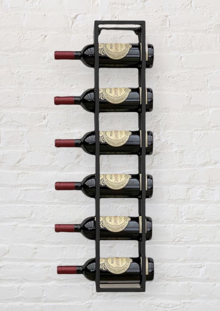 DanDiBo Weinregal Metall Wand 80 cm Schwarz Flaschenregal 96238 Flaschenhalter Wandmontage Modern Wandhalter Wandregal für 6 Flaschen