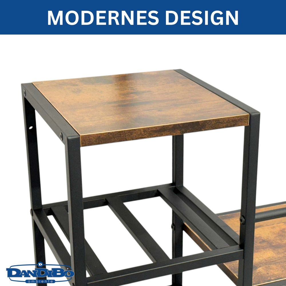 DanDiBo Weinregal Wand Metall Holz 96604 Flaschenregal mit Glashalter Wandmontage Weinflaschenhalter Weinhalter Flaschenhalter