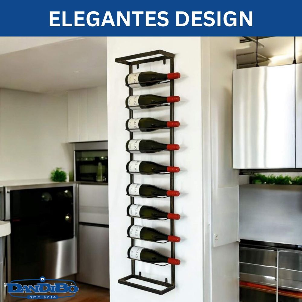 DanDiBo Weinregal Wand Metall Schwarz 240403 Flaschenregal Schmal Wandmontage Wine Rack Weinflaschenhalter Weinhalter Flaschenhalter