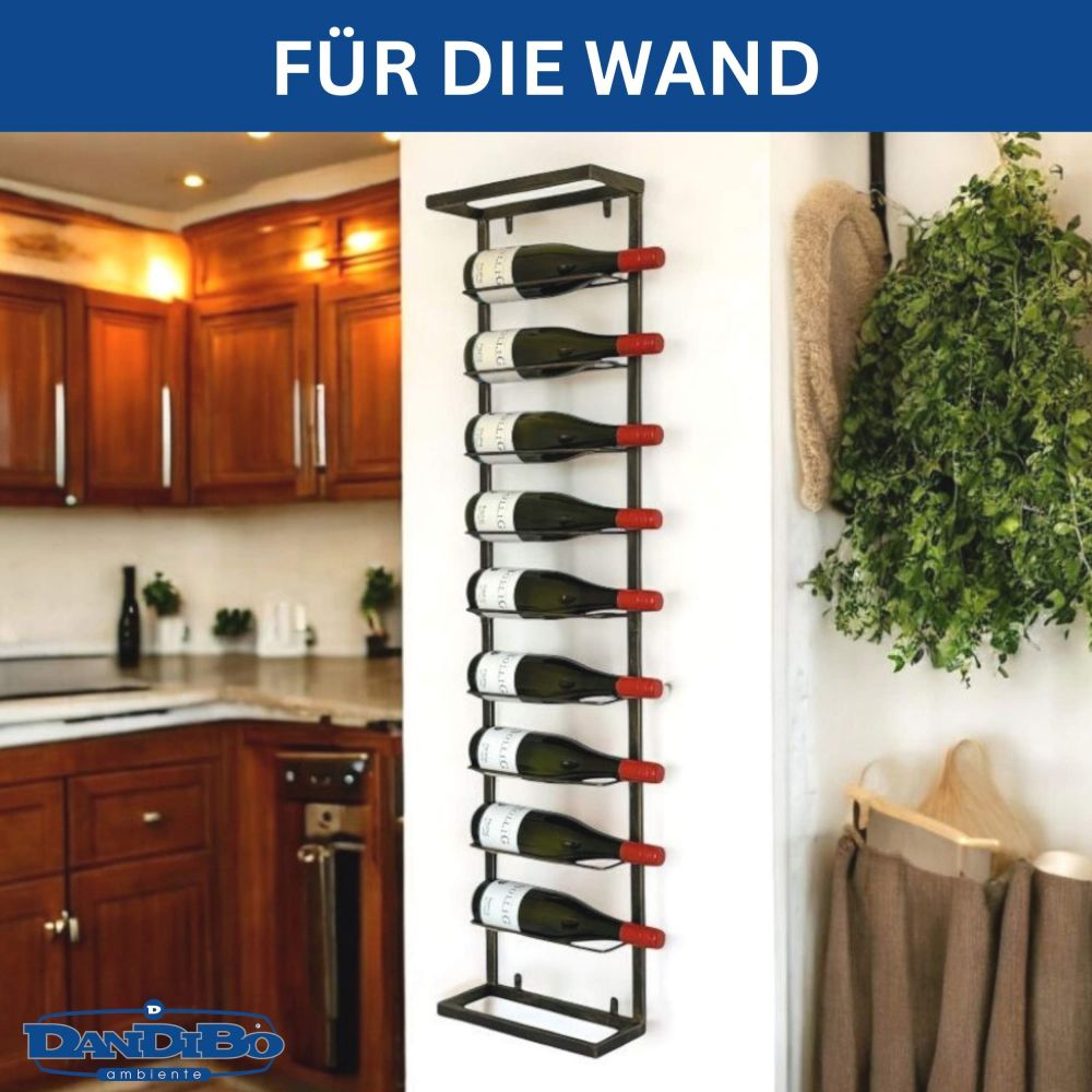 DanDiBo Weinregal Wand Metall Schwarz 240403 Flaschenregal Schmal Wandmontage Wine Rack Weinflaschenhalter Weinhalter Flaschenhalter