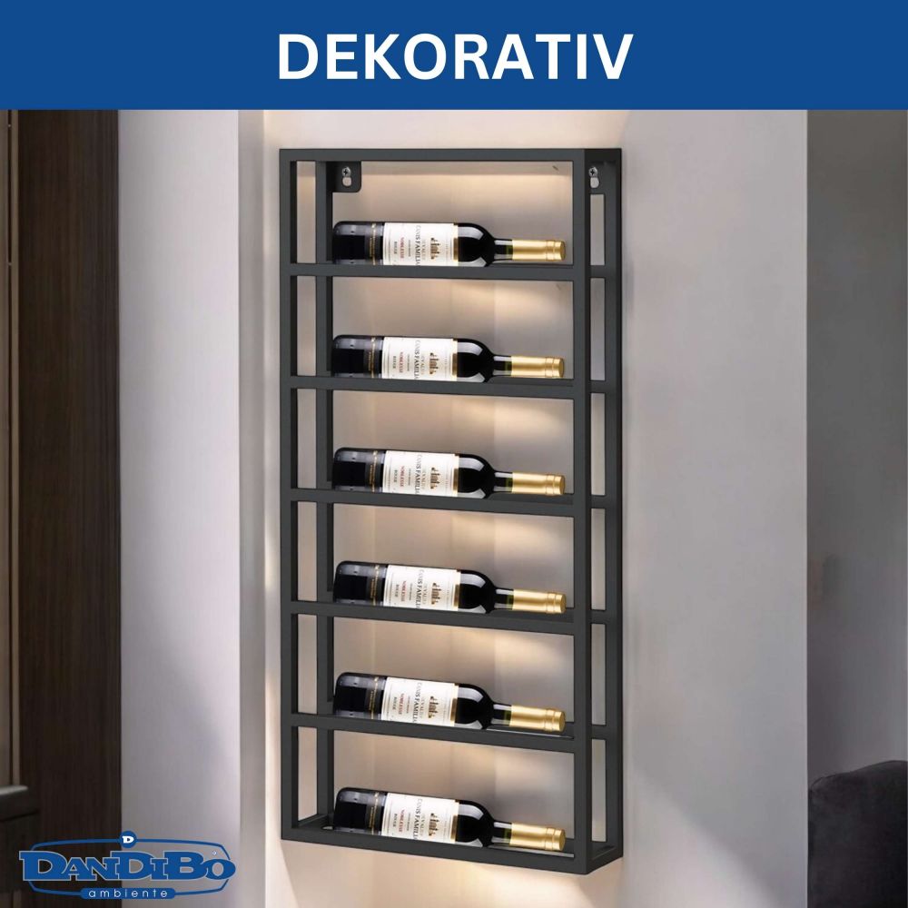 DanDiBo Weinregal Wand Metall Schwarz Design 96603 Flaschenregal Weinflaschenhalter Weinhalter Flaschenhalter