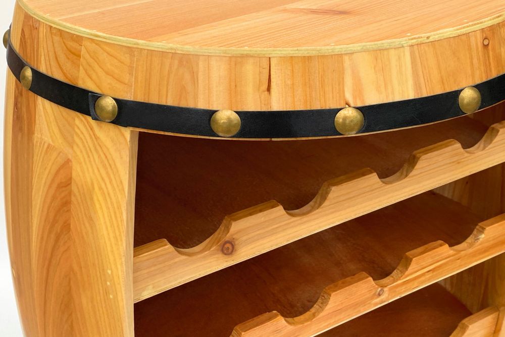 DanDiBo Weinregal Holz Weinfass Natur 70 cm 371 Bar Flaschenregal Flaschenständer Fass Holzfass