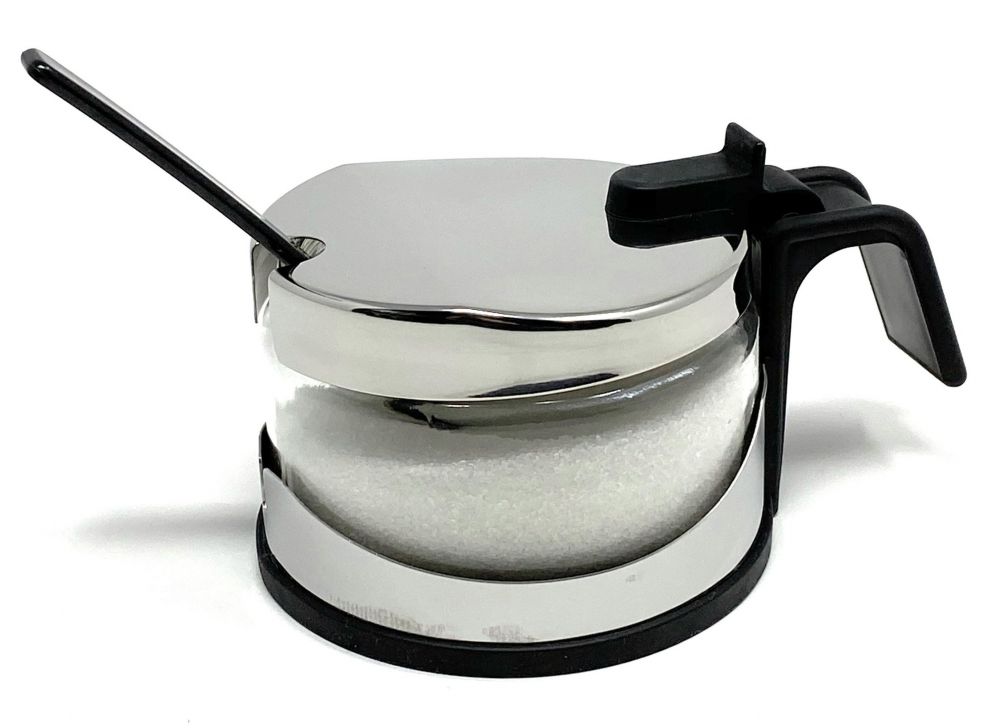 Zuckerdose Glas mit Deckel Edelstahl mit Löffel Zuckerbehälter Zuckerspender Parmesandose