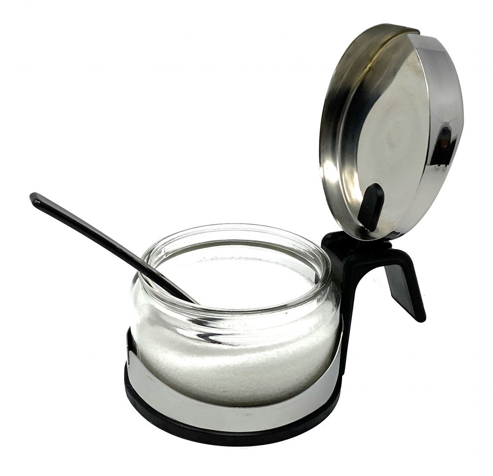Zuckerdose Glas mit Deckel Edelstahl mit Löffel Zuckerbehälter Zuckerspender Parmesandose