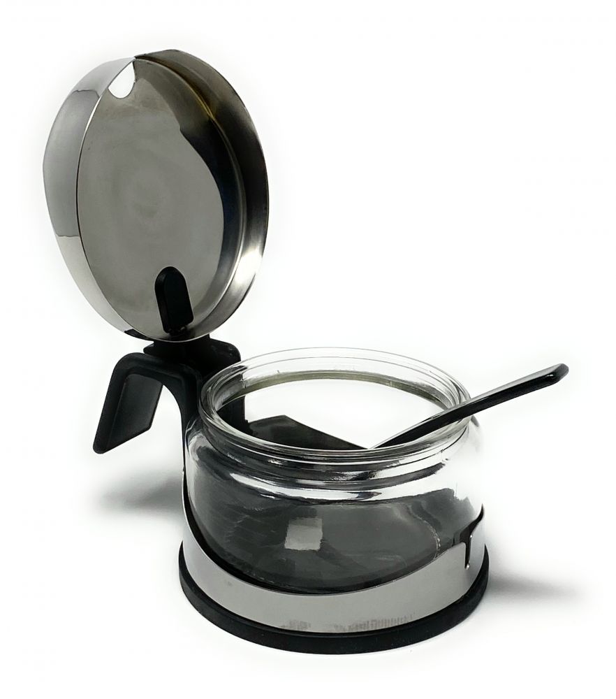 Zuckerdose Glas mit Deckel Edelstahl mit Löffel Zuckerbehälter Zuckerspender Parmesandose