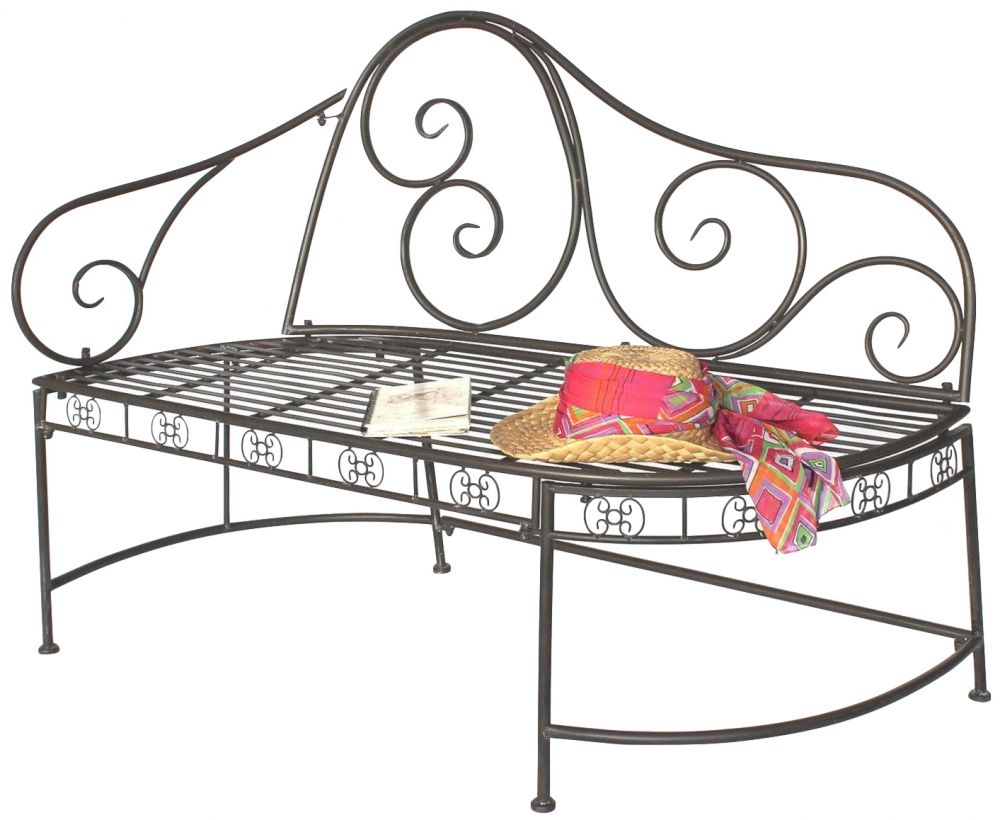 DanDiBo Garden Bench Metal Weatherproof Brown 120 cm Bench Seat 2-Seater DY140486 Metal Garden Bench with Backrest Park Bench Garden Antique