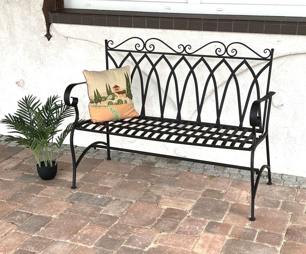 DanDiBo Gartenbank Metall 2 Sitzer Wetterfest Sitzbank Garten Bank Antik 18940 Dunkelbraun Metallbank 120 cm Eisenbank