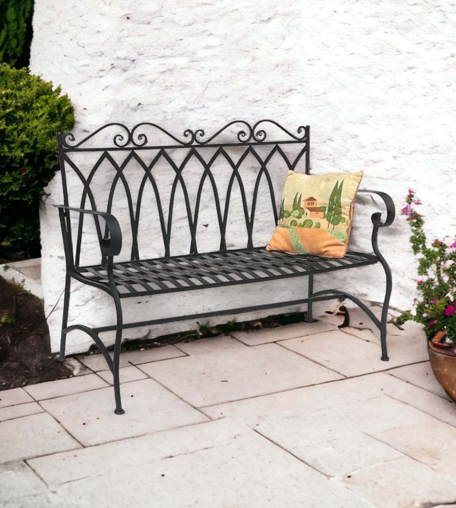 DanDiBo Gartenbank Metall 2 Sitzer Wetterfest Sitzbank Garten Bank Antik 18940 Dunkelbraun Metallbank 120 cm Eisenbank