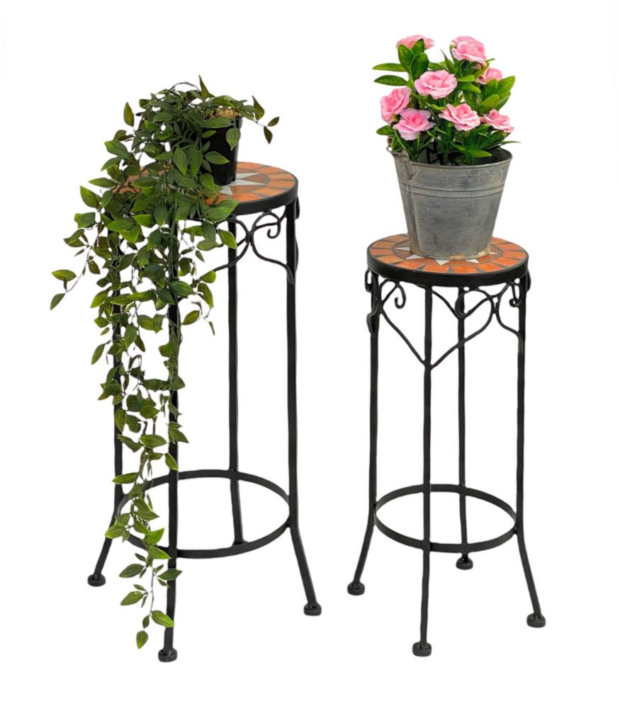 Blumenhocker Merano Mosaik 2er Set 12011 Blumenständer 46 und 54cm Hocker Rund
