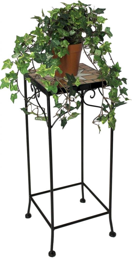 Blumenhocker Mosaik Eckig 3er Set 46, 54, 62 cm Blumenständer 12012  Beistelltisch Pflanzenständer Mosaiktisch