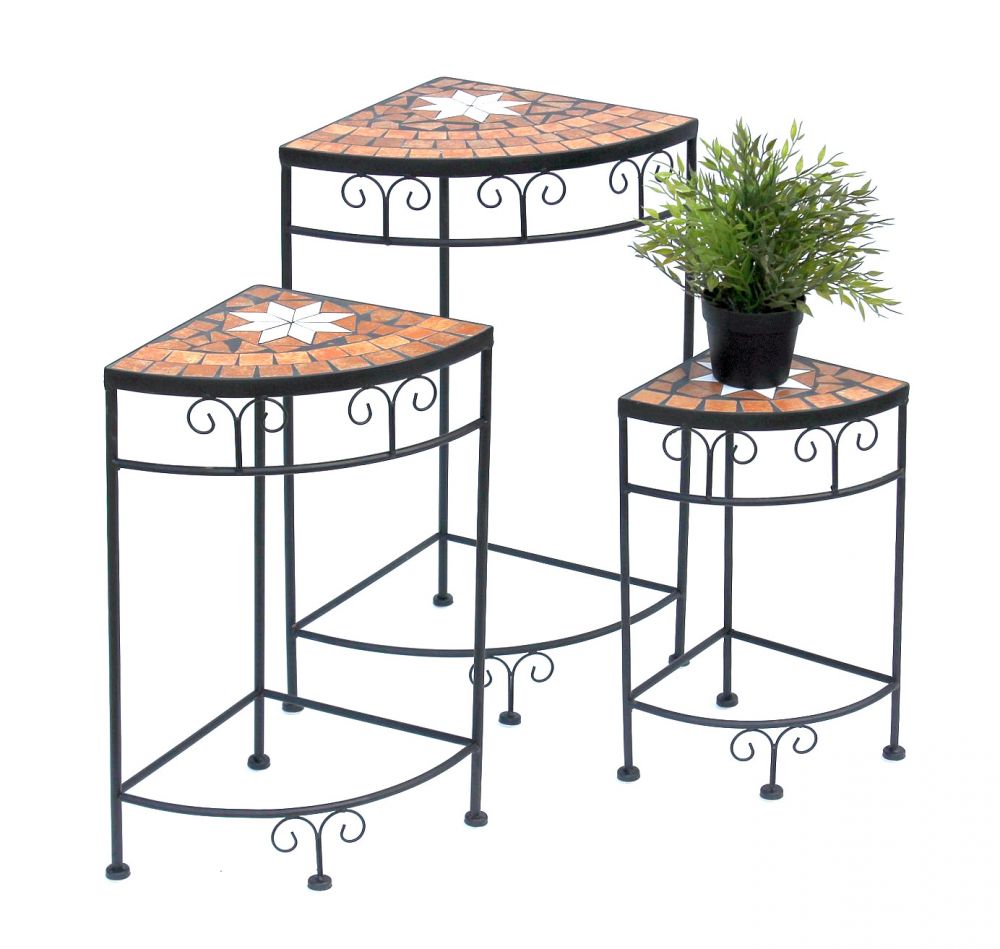 Merano mosaic flower stool set of 3 12013 flower stand 42, 52 and 62 cm corner shelf