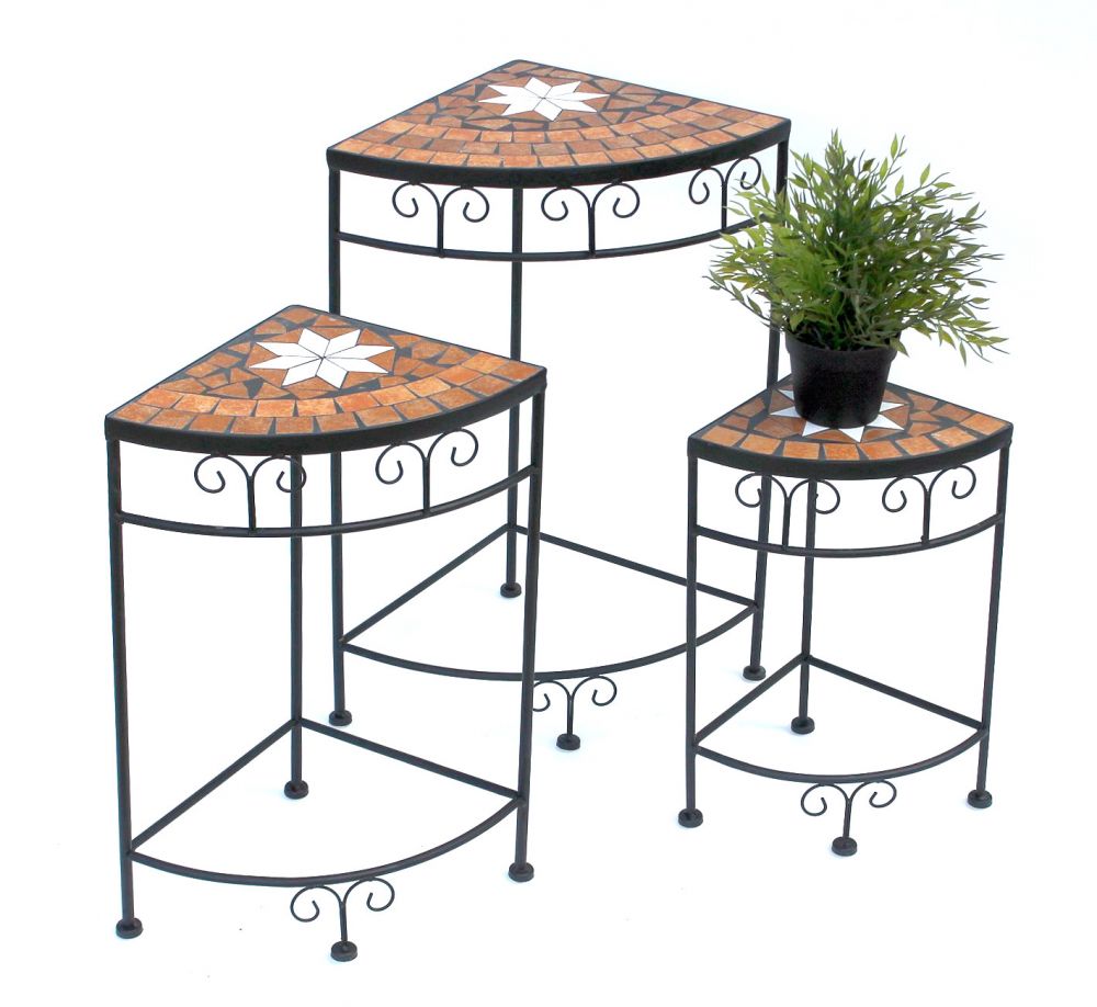 Merano mosaic flower stool set of 3 12013 flower stand 42, 52 and 62 cm corner shelf