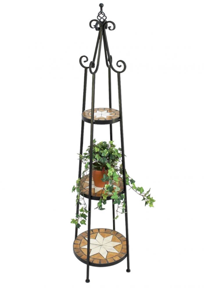 DanDiBo Blumenregal Mosaik Rund 140 cm Blumentreppe 12009 Blumenständer Blumensäule Pflanzenständer Groß