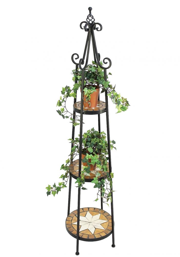 DanDiBo Blumenregal Mosaik Rund 140 cm Blumentreppe 12009 Blumenständer Blumensäule Pflanzenständer Groß